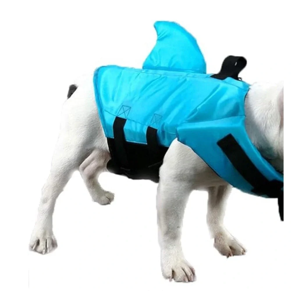 Dog Puppy Blue Shark Life Preserver‎ Jacket Size Large Blue Safety Handle